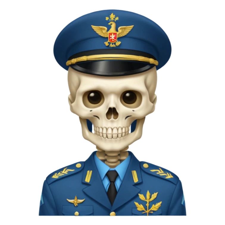 generate a very realistic skeleton in Ukrainian military uniform sticker