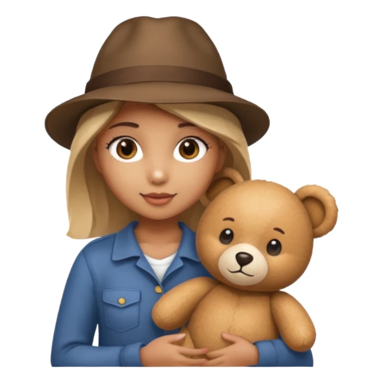 girl wearing hat with teddy bear  sticker