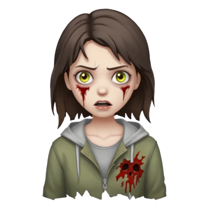 girl zombie with brunette hair sticker