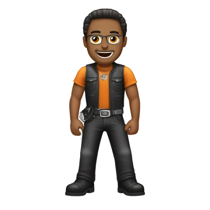 Make an emoji of a guy who works at Harley-Davidson sticker