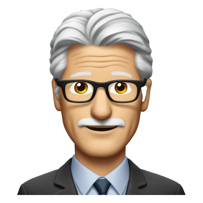 Richard Gere with barely grey hair, beard and glasses sticker