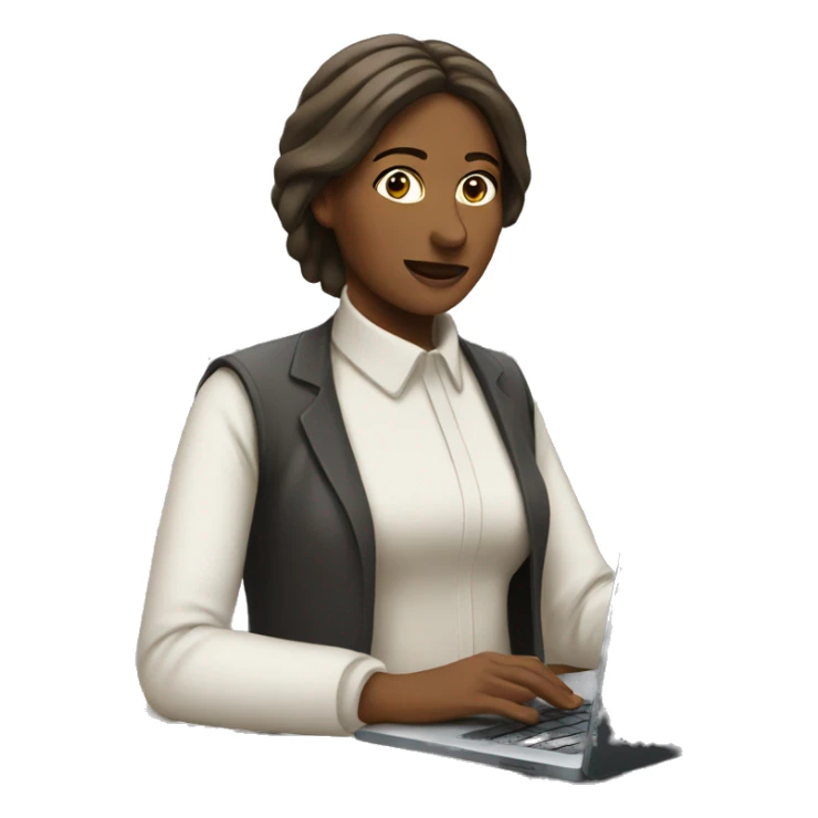 a women manger with laptop sticker