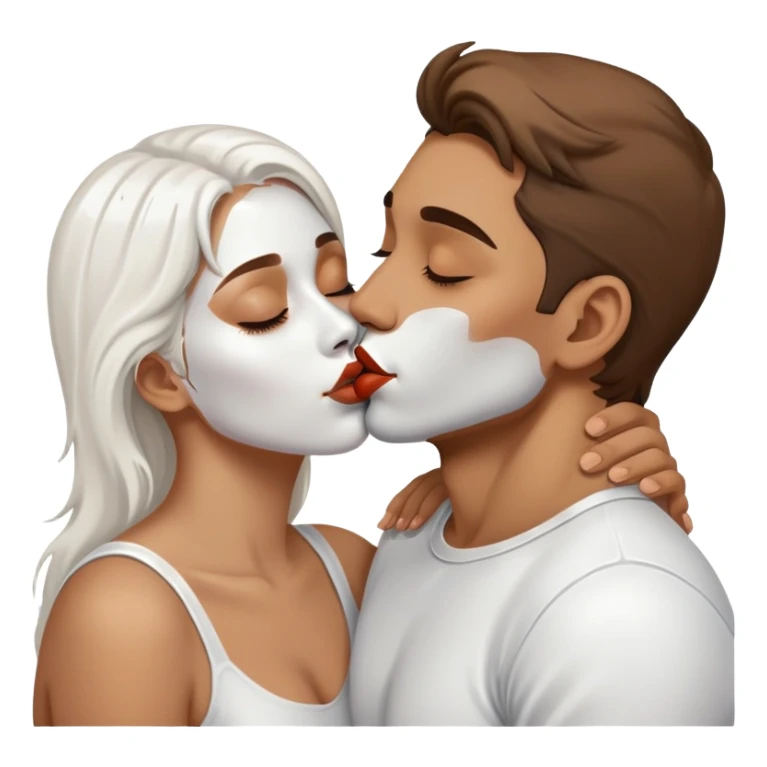 Man kissing a woman covered in white paint  sticker
