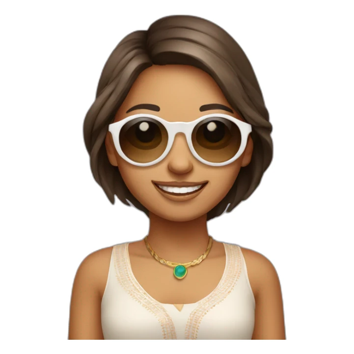 Cute white smiling indian girl wearing round sunglasses sticker