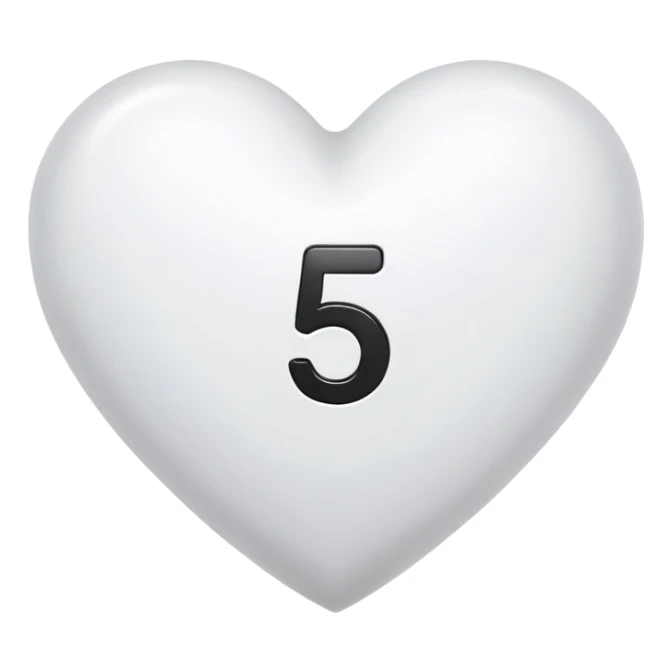 The number five in a white heart with black font…  like this ➎  sticker