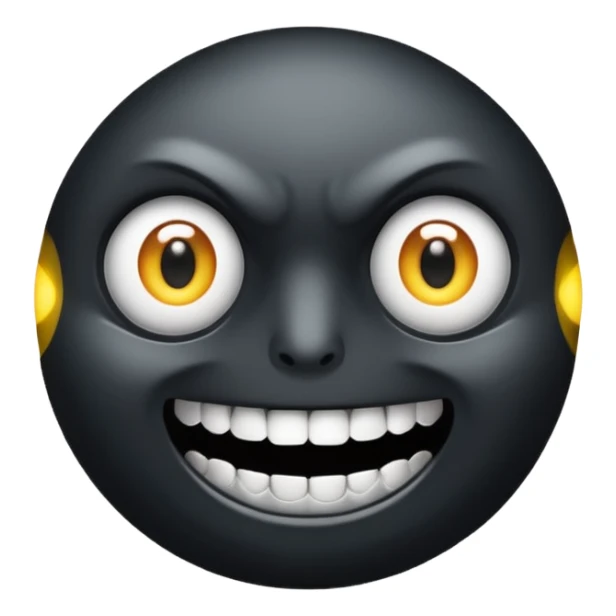 An all black scene with two blowing white eyes and teeth sticker