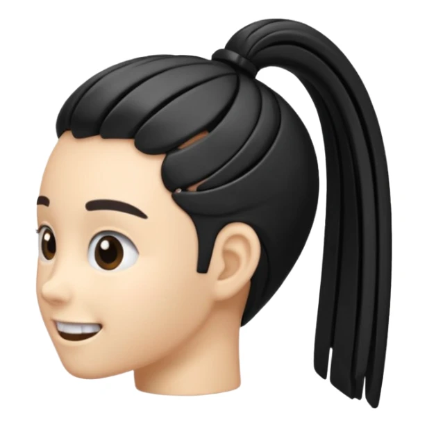 a curved hair accessory with teeth on both sides that hinge together, designed to secure hair in a vertical ponytail sticker