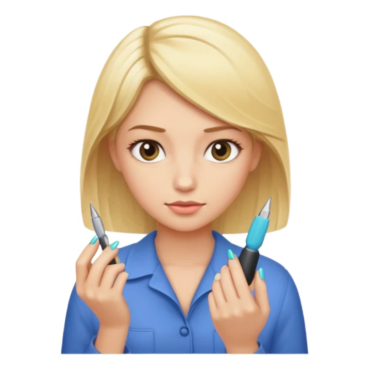 Blondie girl making nails sticker