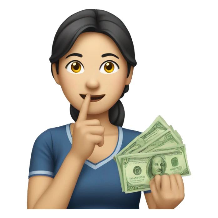 Vietnamese woman holding money to ear  sticker