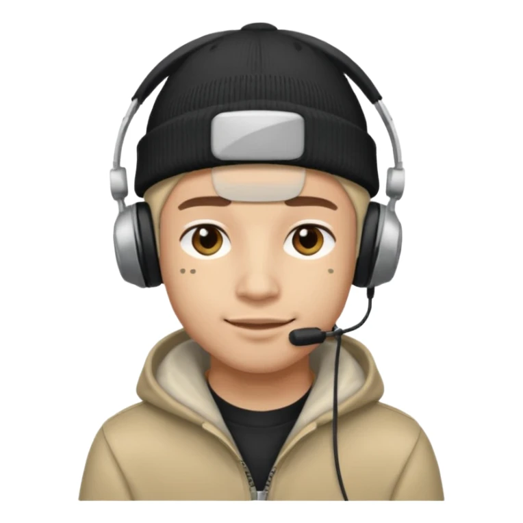 garcon avec un bonnet et un casque gaming sticker