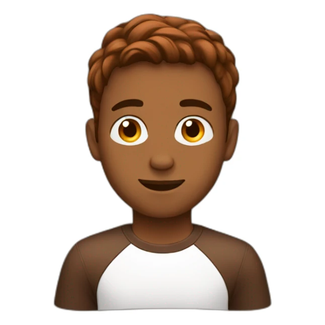Young man behind a laptop hair chestnut color sticker