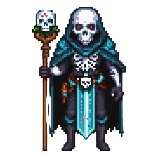 Necromancer with skull staff sticker
