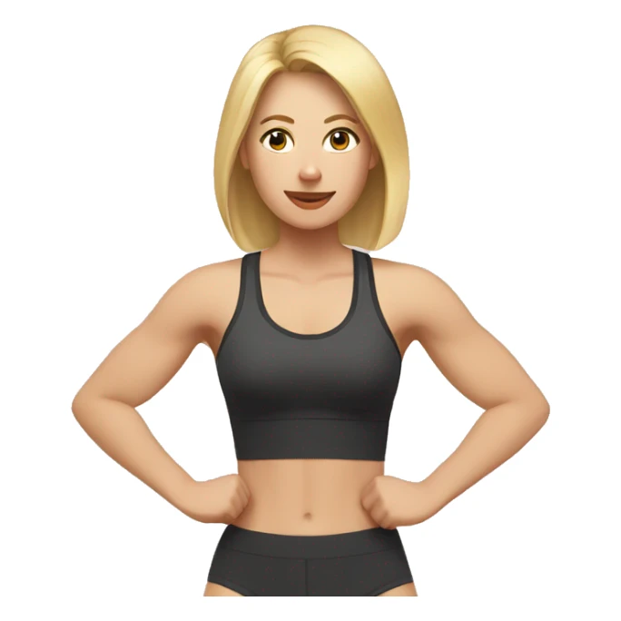 a blonde woman with black eyes doing physical exercises sticker
