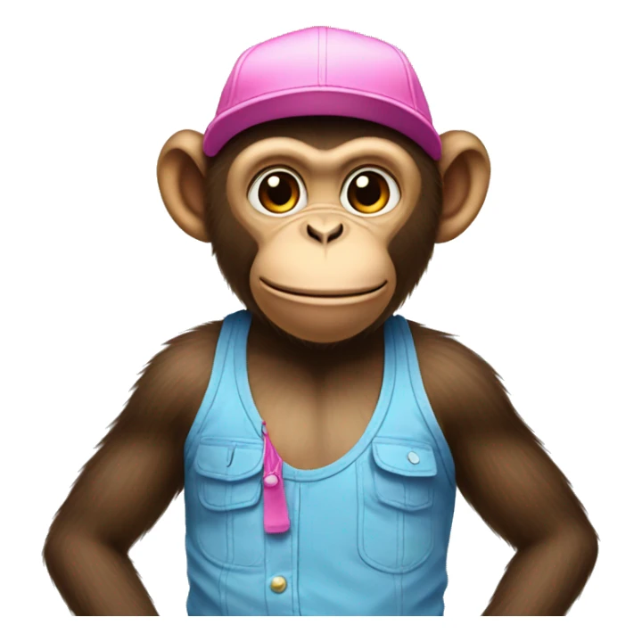 Monkey wearing a pink hat and blue shorts sticker