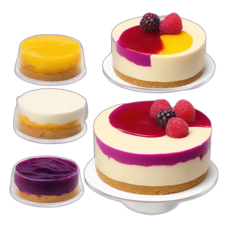 No bake cheesecake with 3 colored jams red purple and yellow  sticker