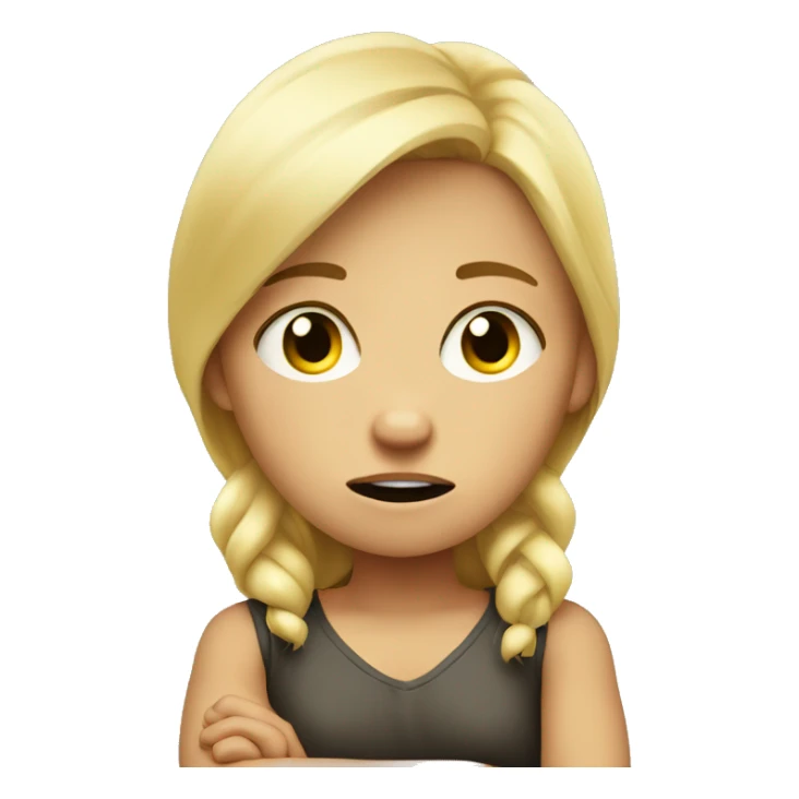 angry blonde  child sitting with arms folded sticker