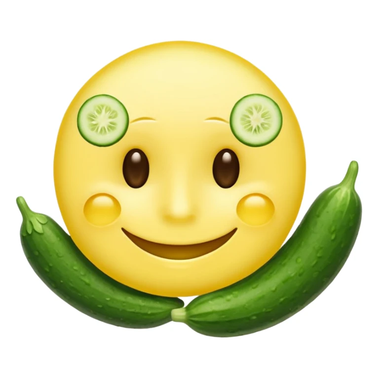 resting yellow smiley face with cucumbers slices over each of its eyes as if it was in a spa sticker