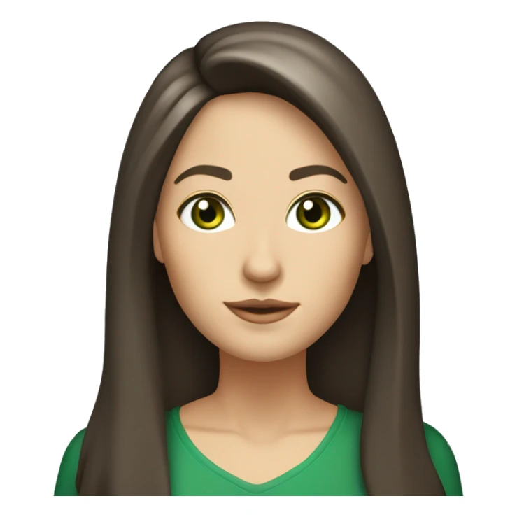brunette medium build 42 year old teacher with green eyes, round face, white skin and long hair parted in the middle with curtain bangs sticker