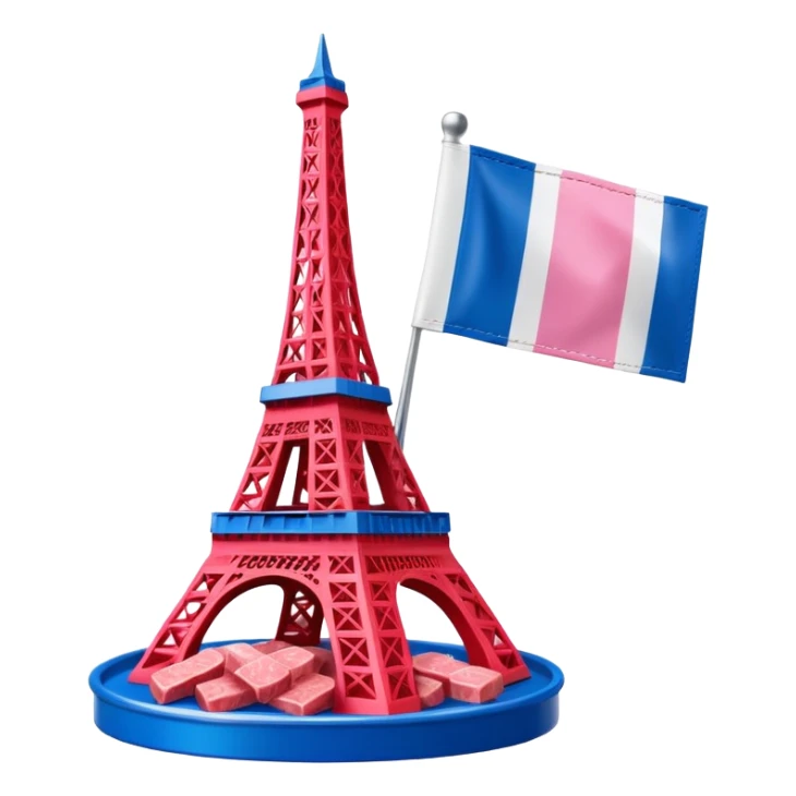 Spam meat Eiffel tower on a French flag sticker