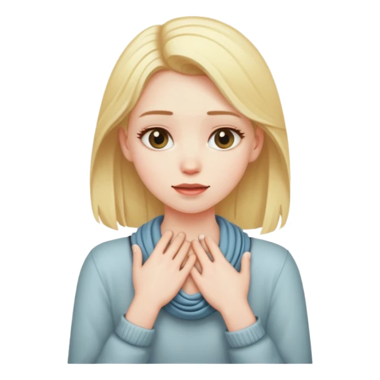 Blonde girl with hands around her neck and rocking back and forth  sticker