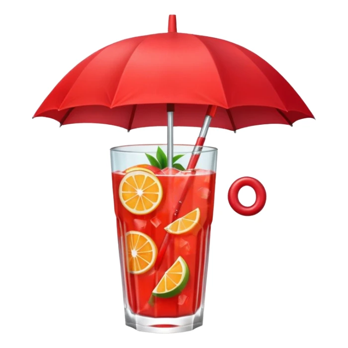 Fruit Punch – colorful drink with fruit chunks and umbrella sticker