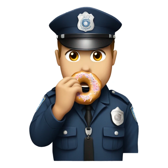 Police officer eating donut sticker