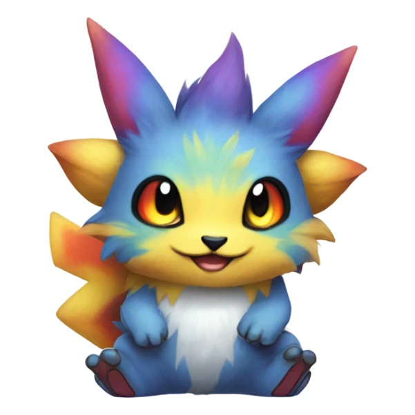 Colorful cute furry anthropomorphic painted Fakémon-Pokémon-creature sticker