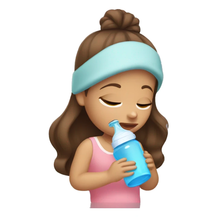 brown hair girl drinking from a baby bottle sticker