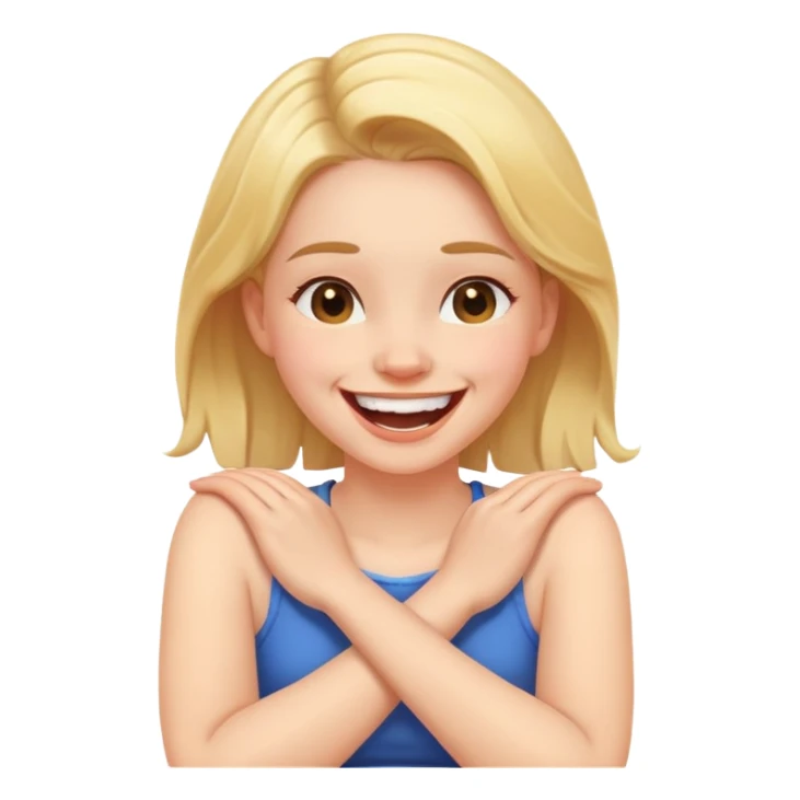 arms crossed holding neck laughing girl sticker