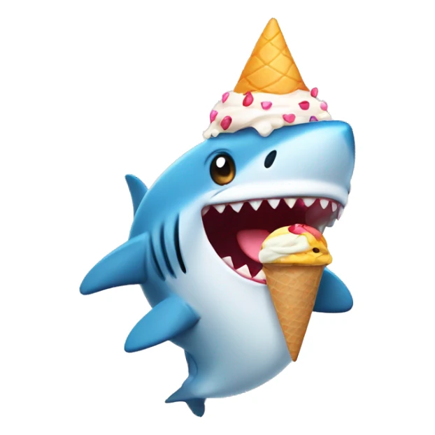 cute shark with ice cream on head sticker