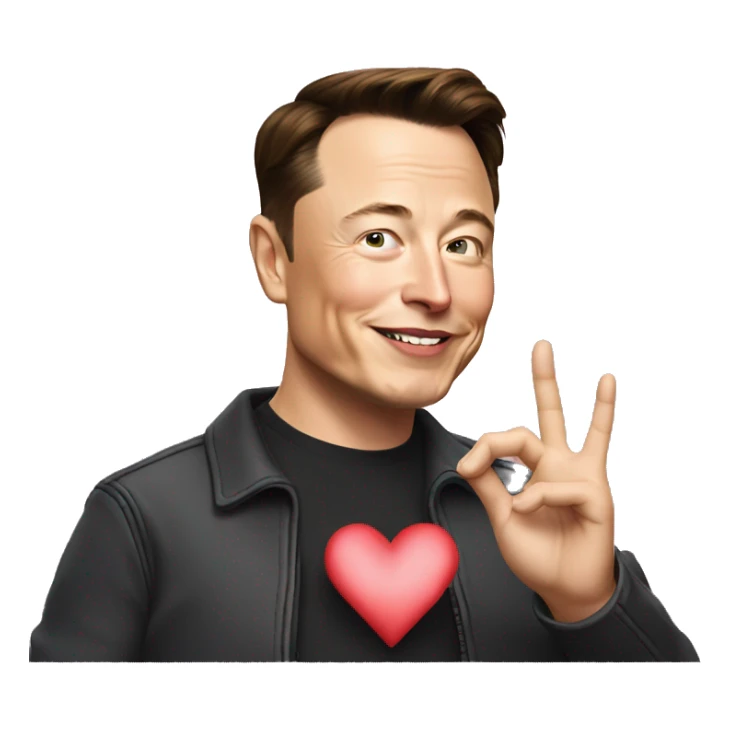Elon musk making heart sign sticker