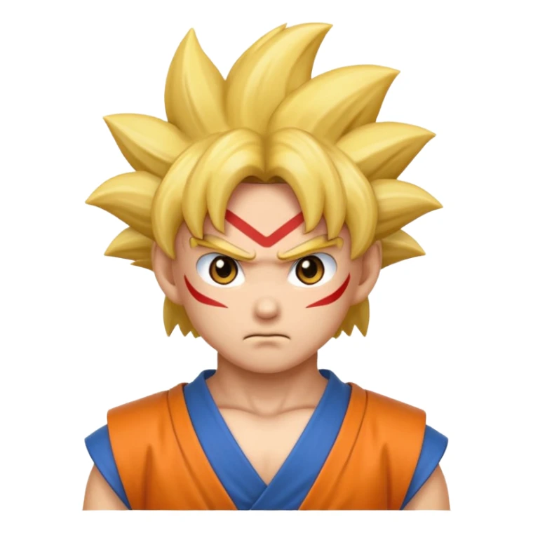 Emoji San goku plus petit niveau image , concentrer comme avant un combat contre un adversaire, maintenant fais moi un emoji que je peux utiliser pour Instagram  sticker