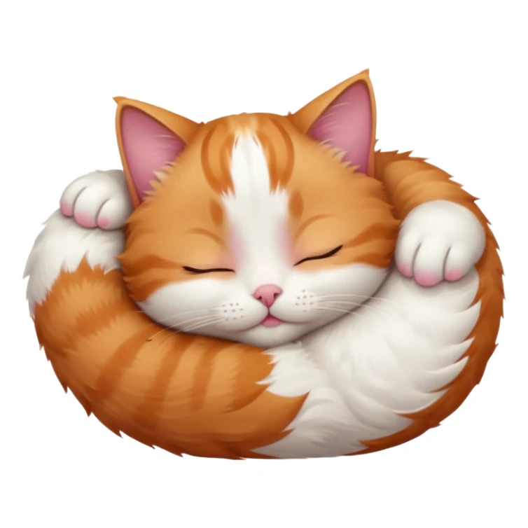 ginger and white small cat curled up with head upside down with eyes closed sticker