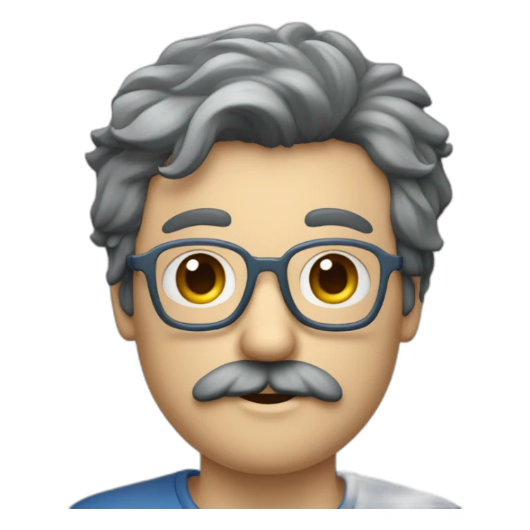 Hombre pelo gris bigote gris gafas azul oscuro  sticker