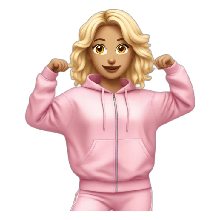 dancing-white-blond-girl-pink-oversize-tracksuit sticker