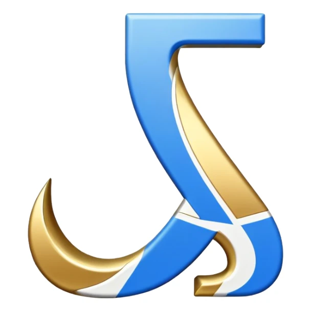 Bold Blue-White-Gold Font Big Capital “I” Letter  sticker