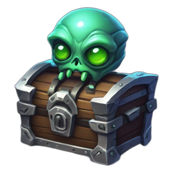alien corrupted chest futuristic roguelike rpg style inspired by hearthstone sticker