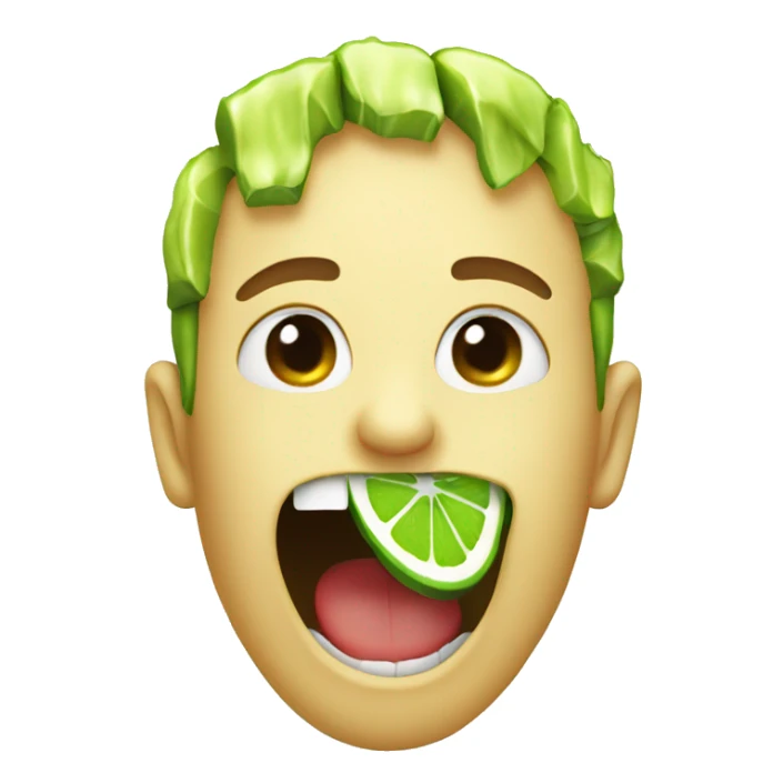 Green Mouth biting into sliced lime with teeth showing  sticker