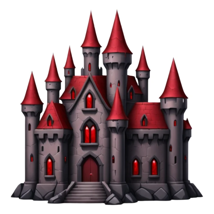Dark Vampire Castle with the colors dark red and black, the castle should have dark red eys in the stones sticker