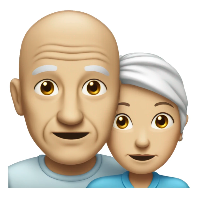 old wrinkled couple woman and bald man with wrinkles and blue eyes sticker