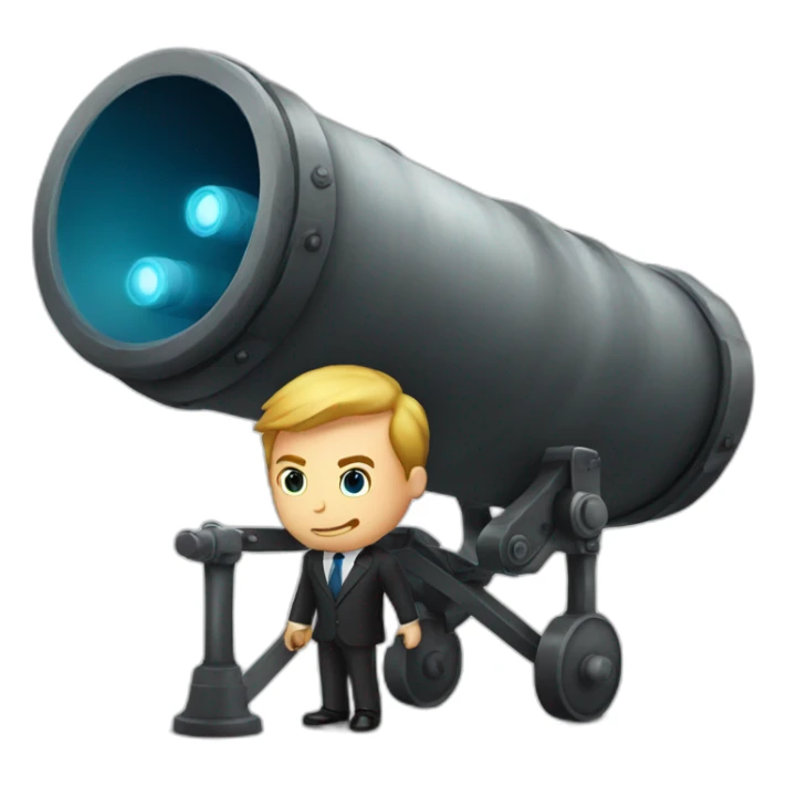 Business man shot out of a giant cannon sticker
