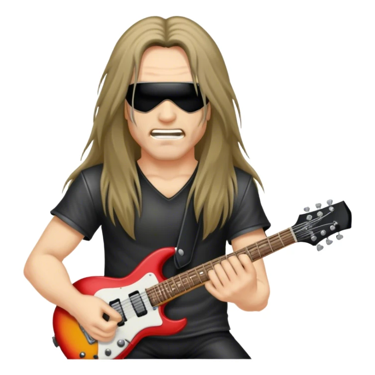 Heavy metal guitarist with hair over his face  sticker