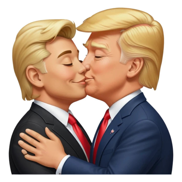 Trump kissing Elon  sticker