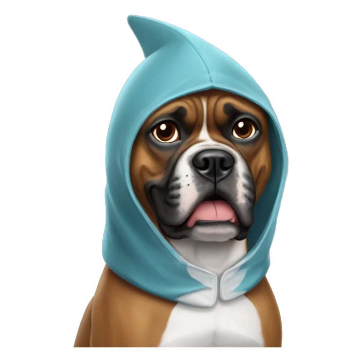 Boxer dog in a shark costume sticker