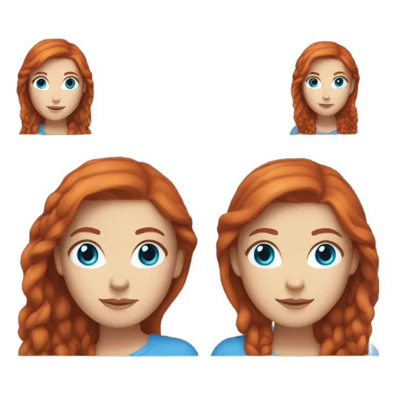 White woman with extremely long, red hair and blue eyes sticker
