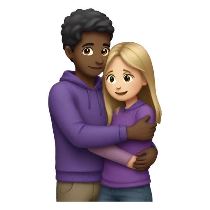 Girl hugging boy and Purple Heart  sticker