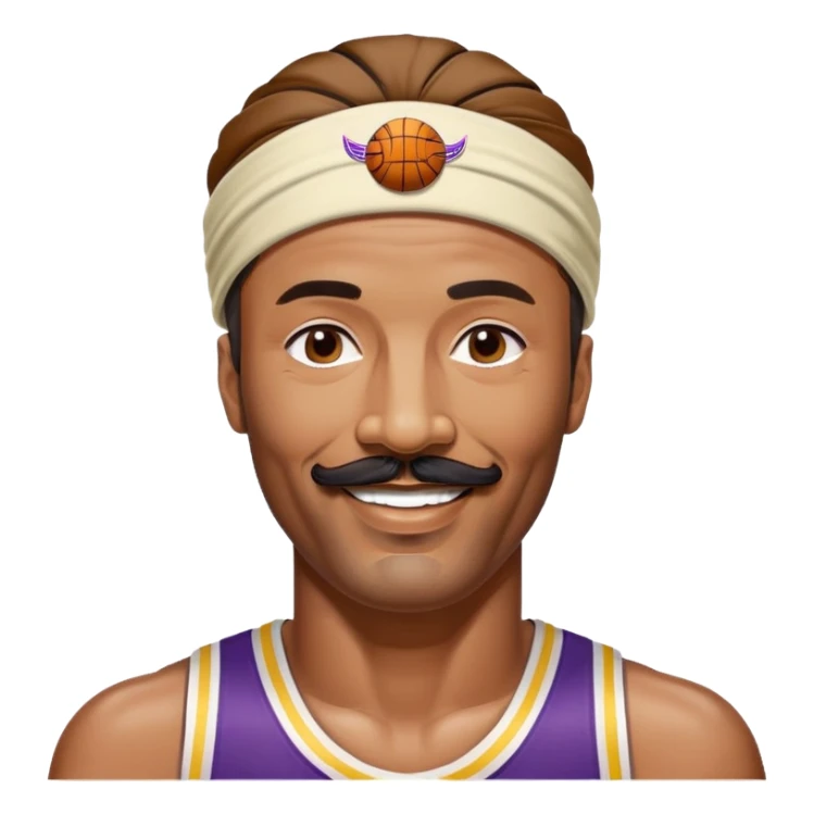 Wilt Chamberlain basketball legend, tall, mustache, headband, smiling sticker