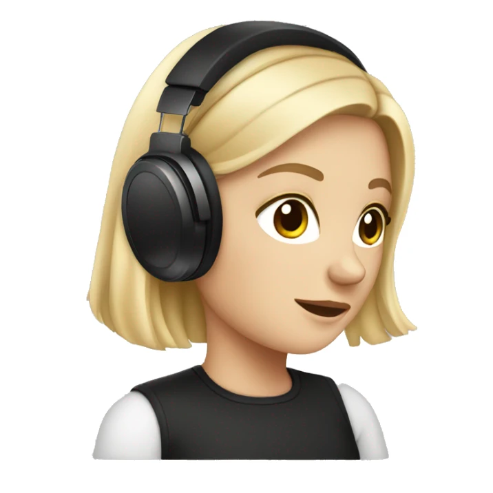 white girl in a black headphones  sticker