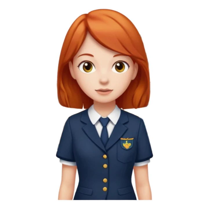 red headed woman with a school in the background sticker