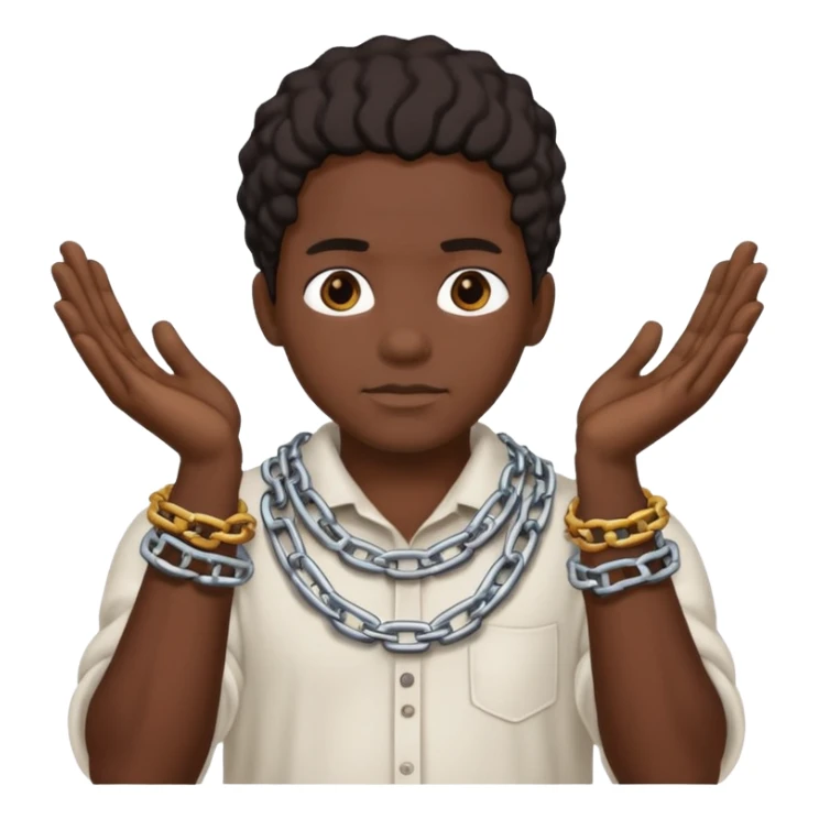 Black person with chains around his hands and cotton in his hands  sticker